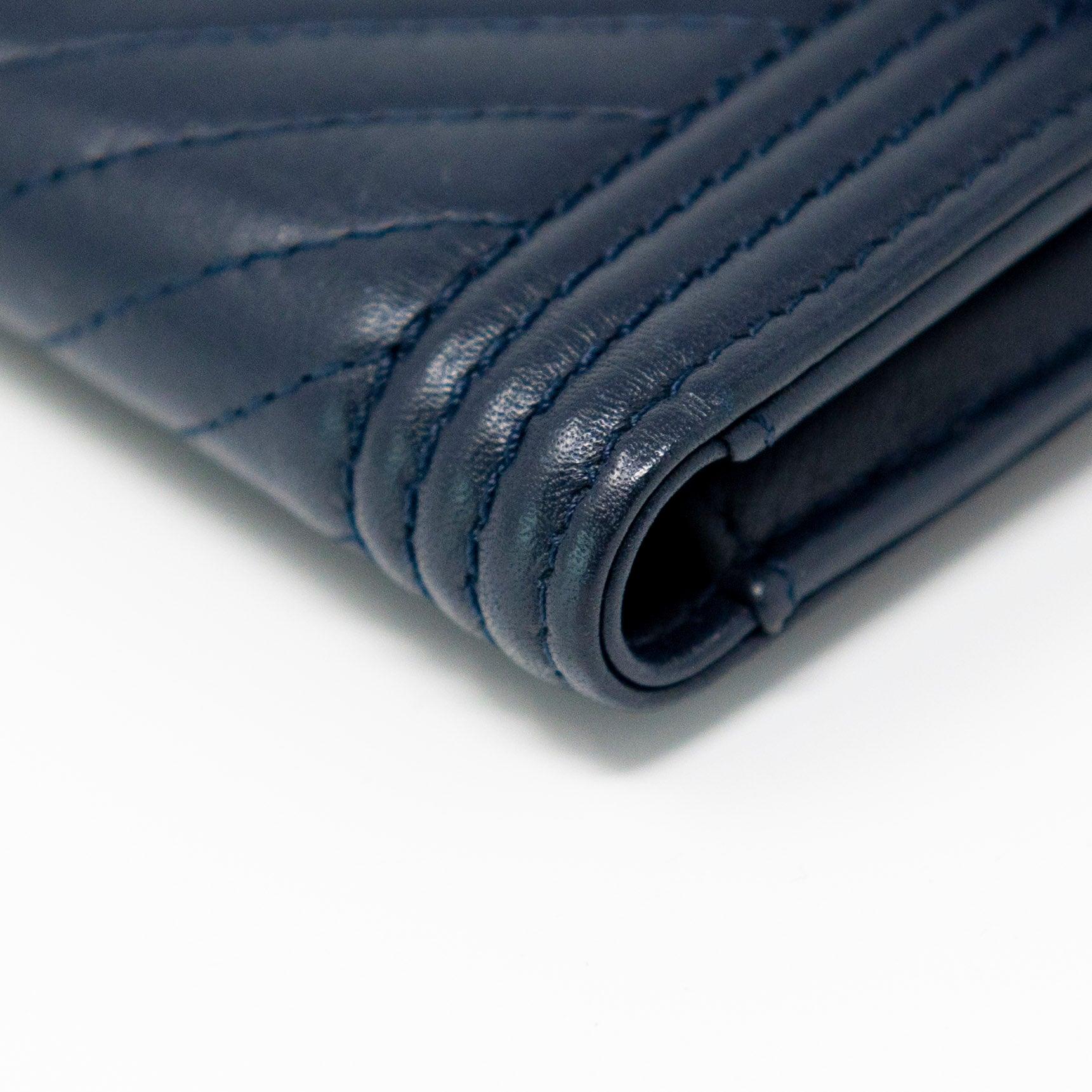 Chanel Blue Lambskin Compact Boy Wallet - Luxury Leather Wallet for Women - Perfect for Everyday Use & Special Occasions
