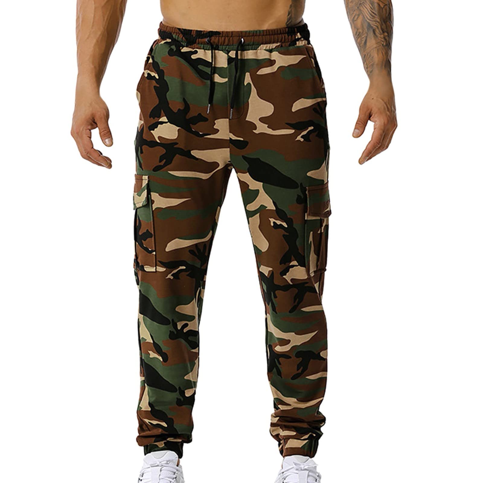 Men's Camouflage Sweatpants - Mid Waist Elastic Jogging Pants with Pockets for Casual Wear & Outdoor Activities | Perfect for Gym, Running, Lounging at Home