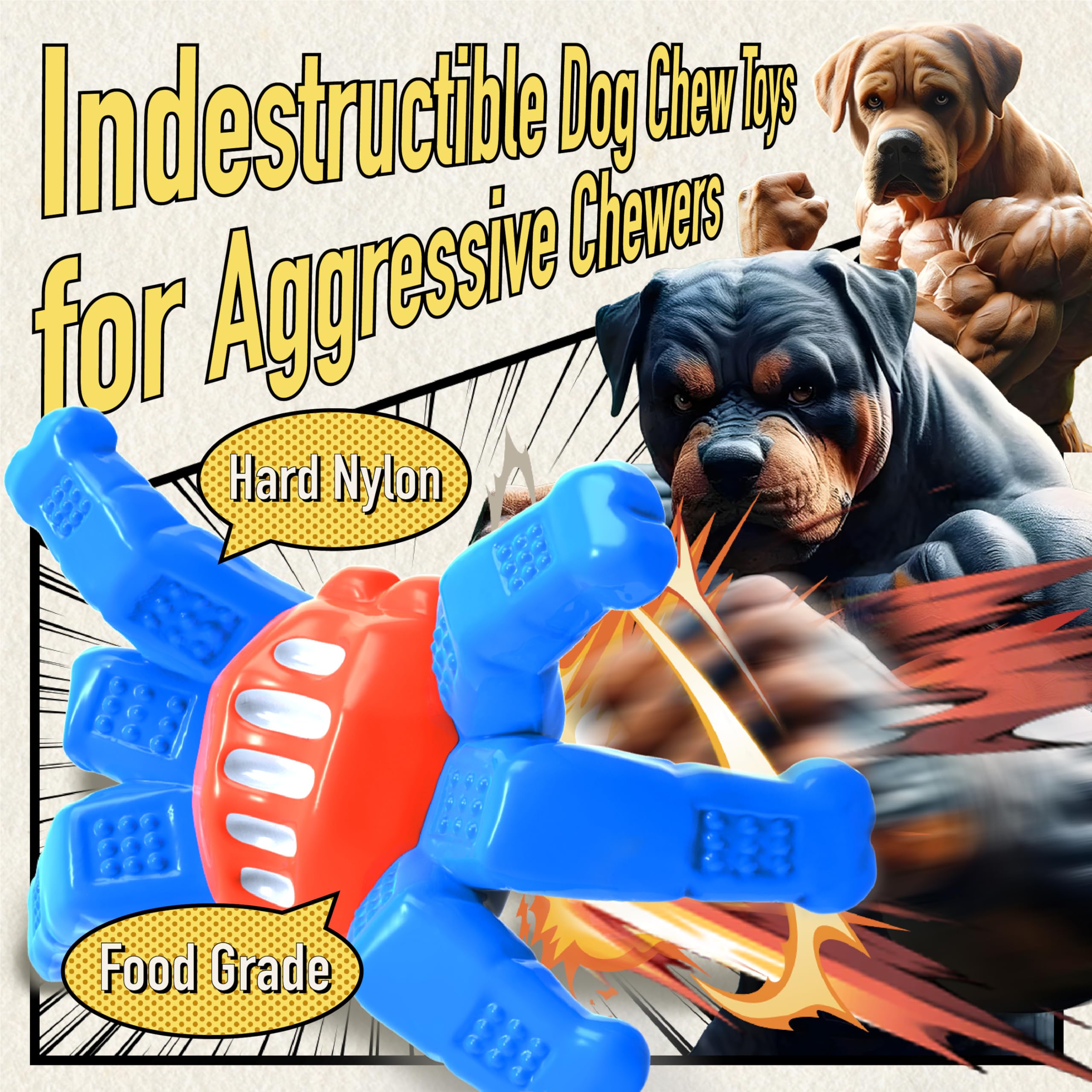 LEGEND SANDY Indestructible Dog Toys for Aggressive Chewers - Tough Nylon Chew Toys for Large & Medium Dogs - Durable Dog Bone Toy for Powerful Jaws - Heavy Duty Chewing Toy to Keep Dogs Entertained - Perfect for Playtime, Training & Anxiety Relief