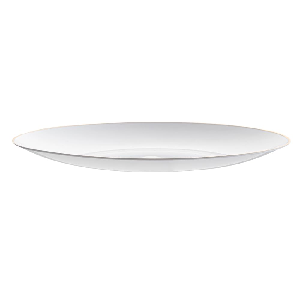 Premium 7.5 Inch Gold-Rimmed Disposable Plastic Plates - Heavy-Duty White Dinner Plates for Restaurants & Parties (40 Pack) - Ideal for Serving Warm & Cold Foods at Catering Events, Weddings & Family Gatherings