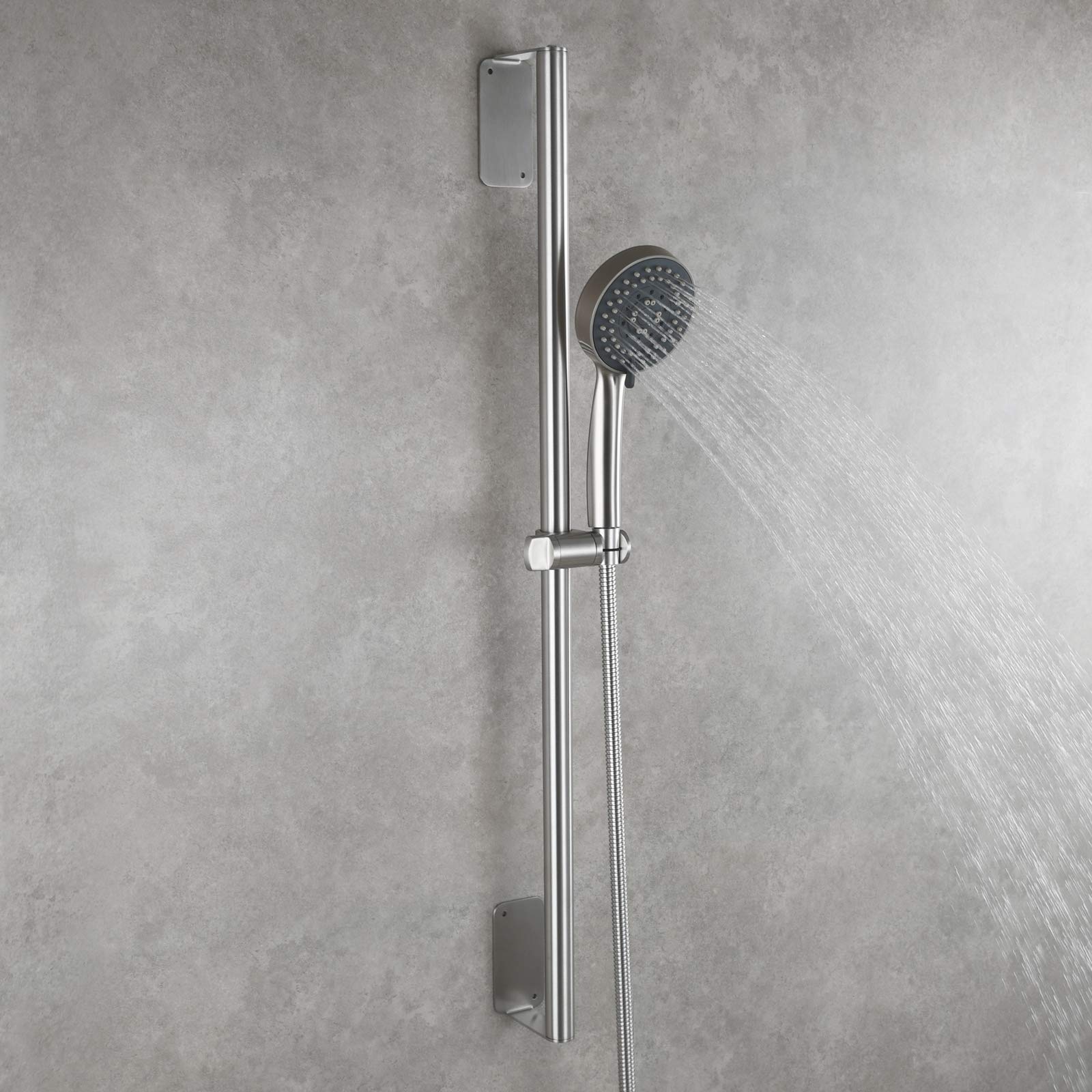 Premium 6-Function Shower Set with Extendable Shower Bar, High Pressure Shower Head & Flexible Hose - Brushed Nickel Finish for Bathroom & Spa Experience