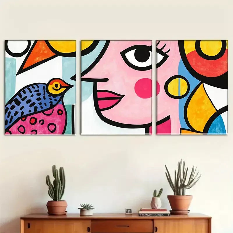 3-Piece Pop Art Wall Art Set - Framed Canvas 40x60cm (16x24in) | High Quality Print | Ready to Hang | Modern Home Decor | Perfect for Living Room, Bedroom & Office