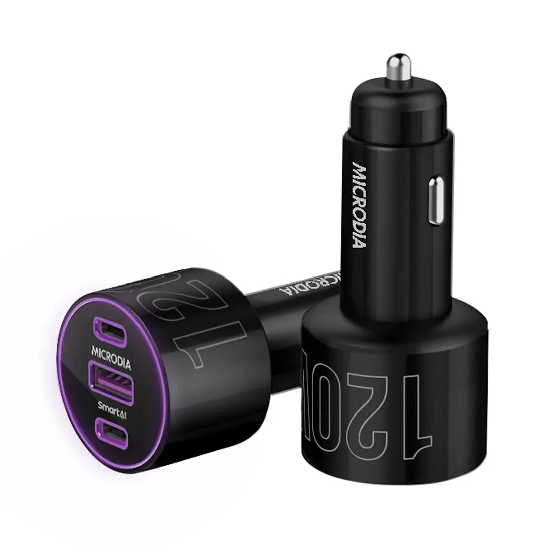 MICRODIA POWERHouse™ QC4.0 + Dual PD3.0 120W Fast Car Charger - Super Fast Charging for iPhone 15/14/13, Samsung Galaxy, iPad, Laptops - Perfect for Road Trips & Business Travel