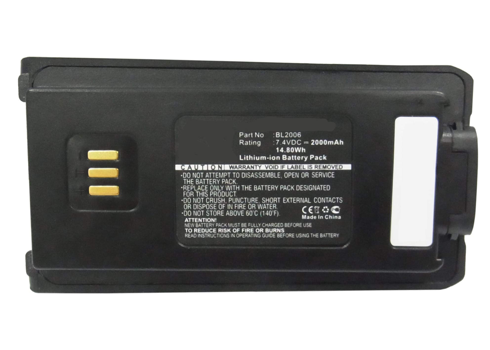 Synergy Digital 2-Way Radio Battery - 2000mAh Li-ion 7.4V Replacement for HYT BL2008 & Harris BL2006 Radios | Long-Lasting Power for Security, Construction & Outdoor Communication