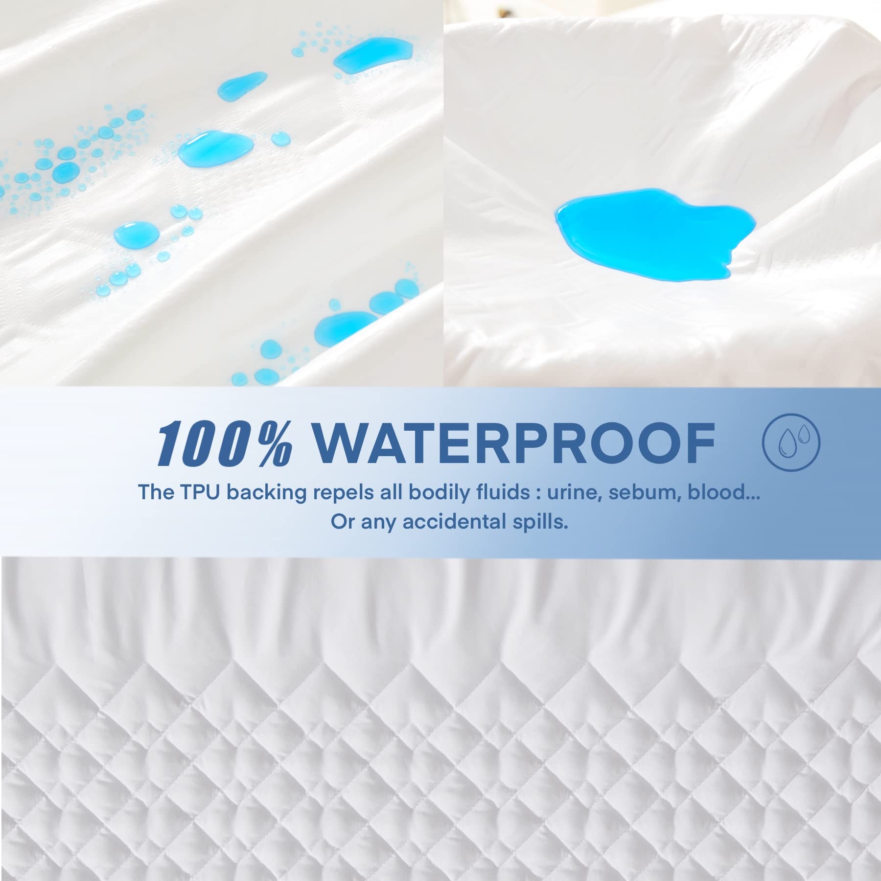 Siluvia Twin Size Waterproof Mattress Protector - Quilted Cooling Mattress Cover with Deep Pocket (8-21