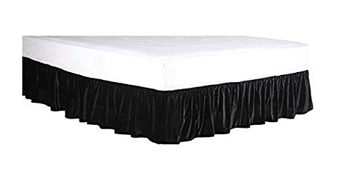 Elastic Wrap Around Velvet Bed Skirt - Dust Ruffled Easy Fit Bed Valance for California King Size Beds (14