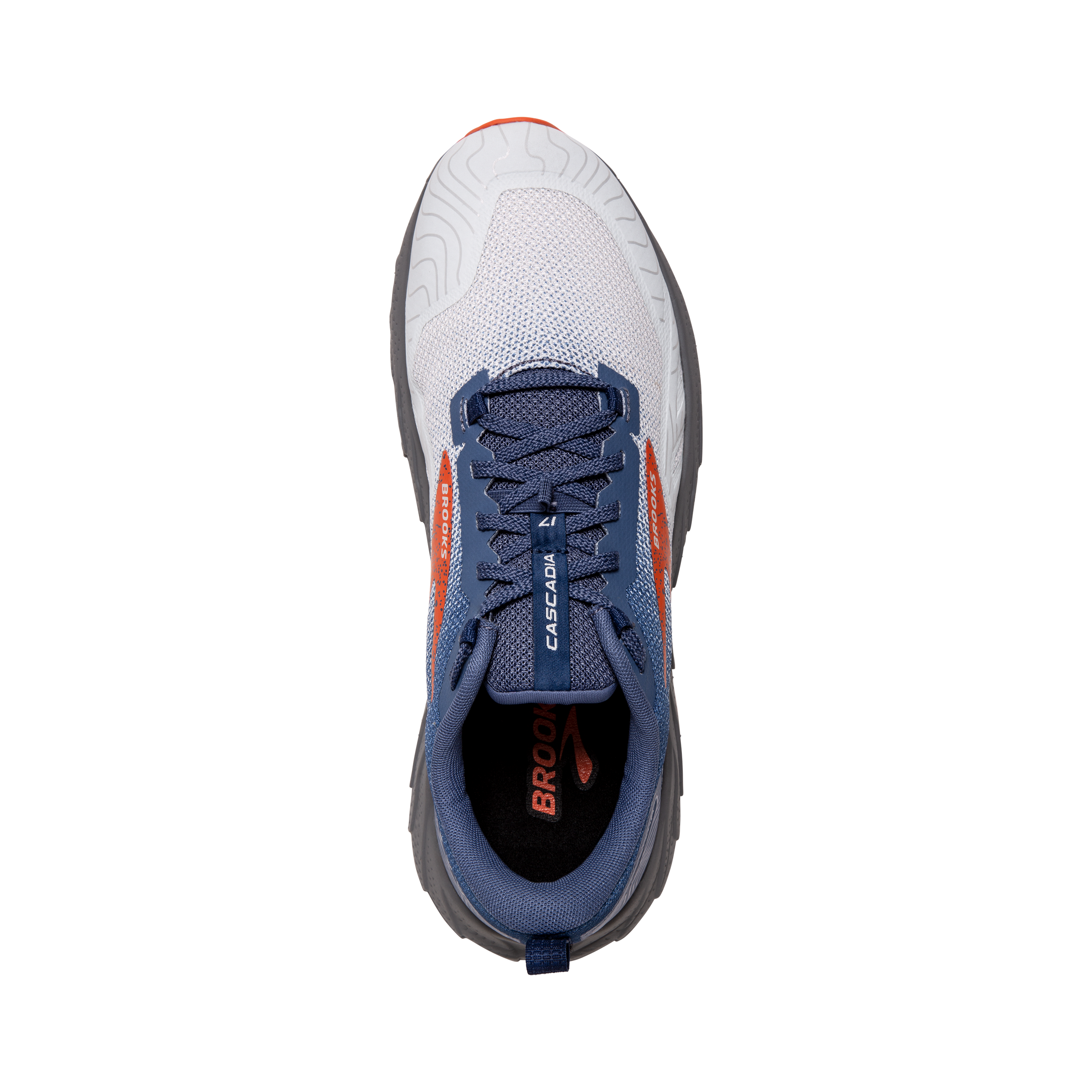 Brooks Cascadia 17 Trail Running Shoes for Men - Wide 2E Width - Blue/Navy/Firecracker Color - Durable Cushioning for Hiking & Outdoor Adventures
