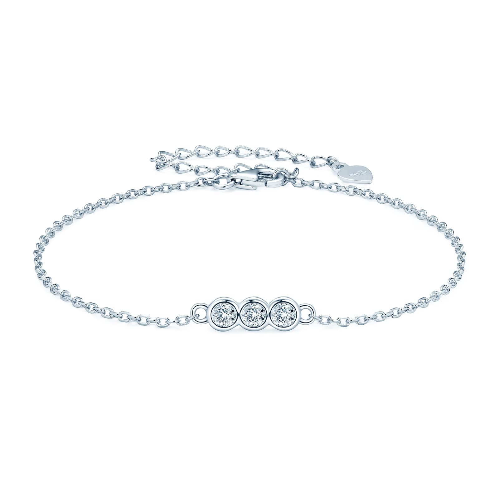 AINUOSHI 14K White Gold Plated Moissanite Bracelet for Women, 925 Sterling Silver Elegant Tennis Bracelet - Perfect Valentine's Day, Anniversary & Birthday Gift for Wife, Mom, Daughter | Wedding, Party, Date Night Jewelry