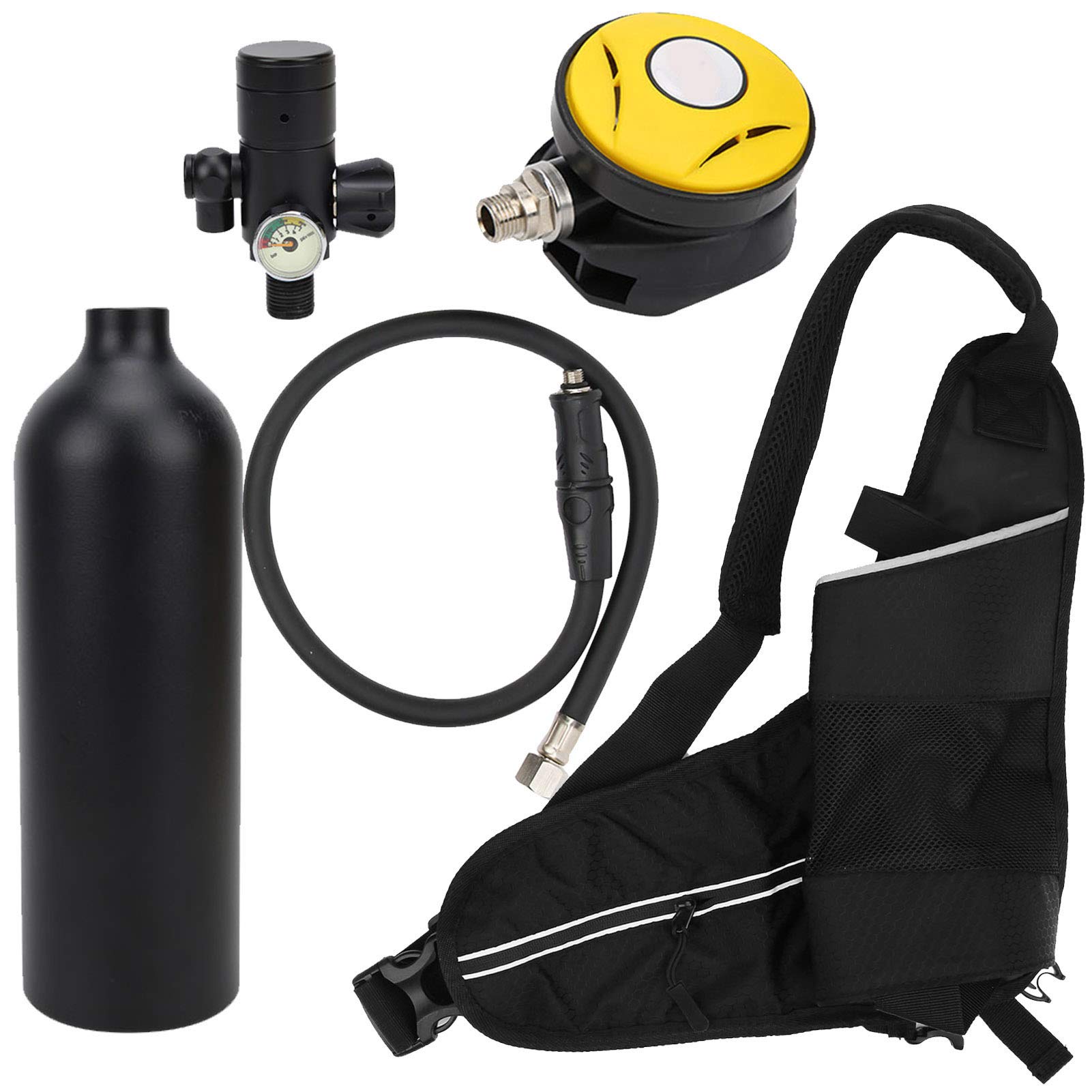 Portable Oxygen Tank Set for Scuba Diving - Underwater Breathing Equipment Kit with Diving Tank (Black) | Perfect for Professional Divers, Snorkeling & Emergency Oxygen Supply