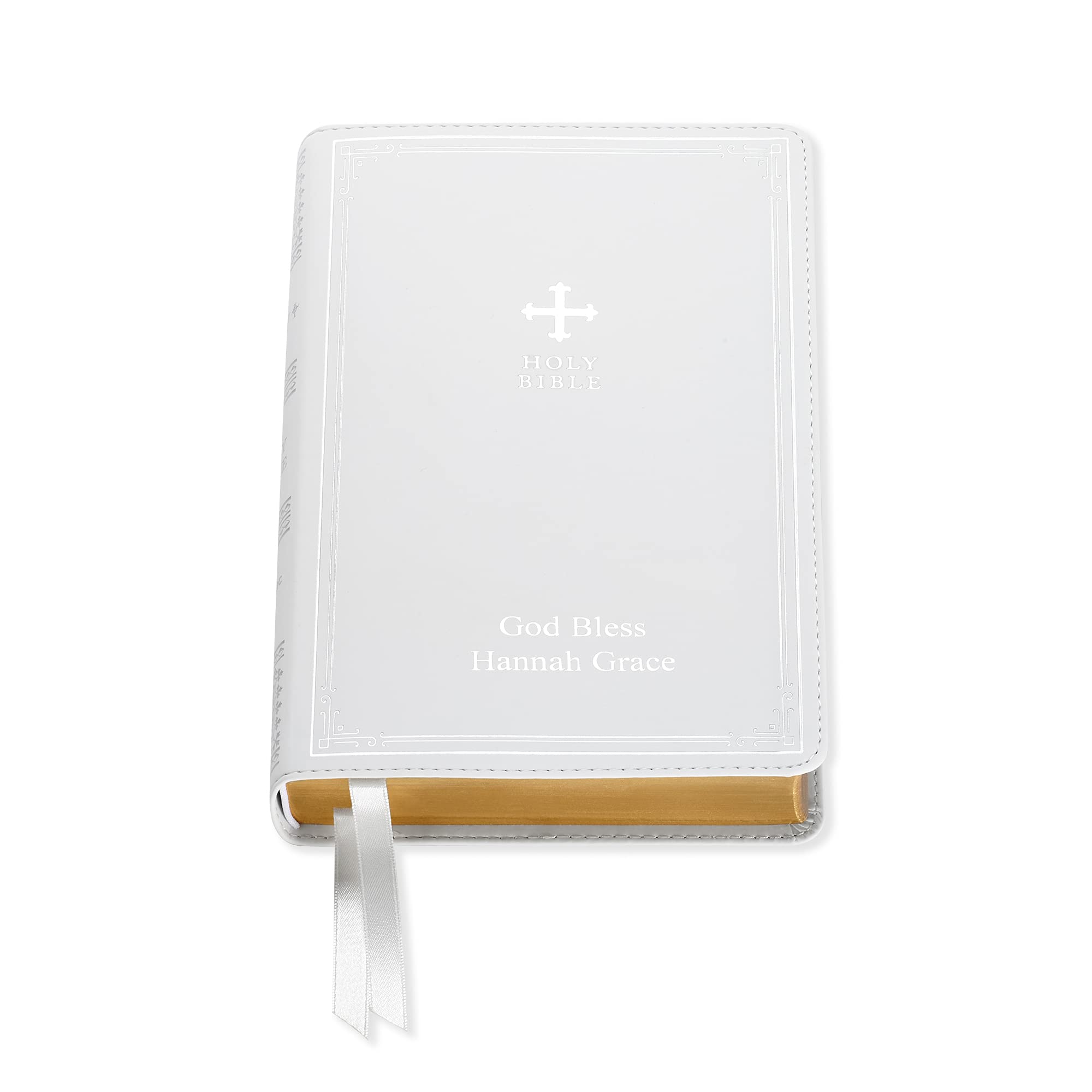 Personalized Catholic Bible - Custom Engraved New & Old Testament - White Cover - Faith Gift with Custom Message - 9.4