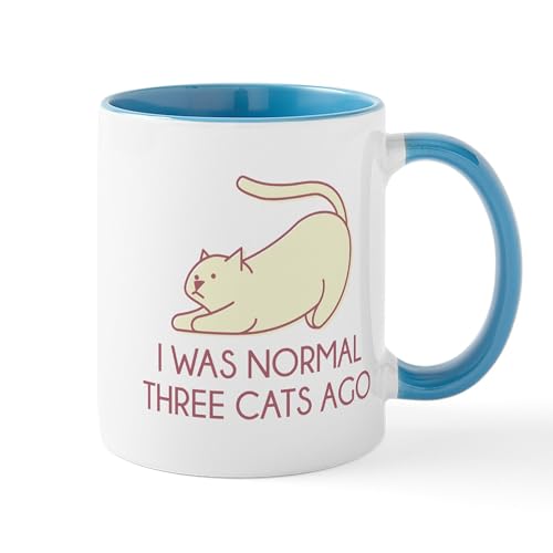 White/Blue Inside - I Was Normal Three Cats Ago Mug