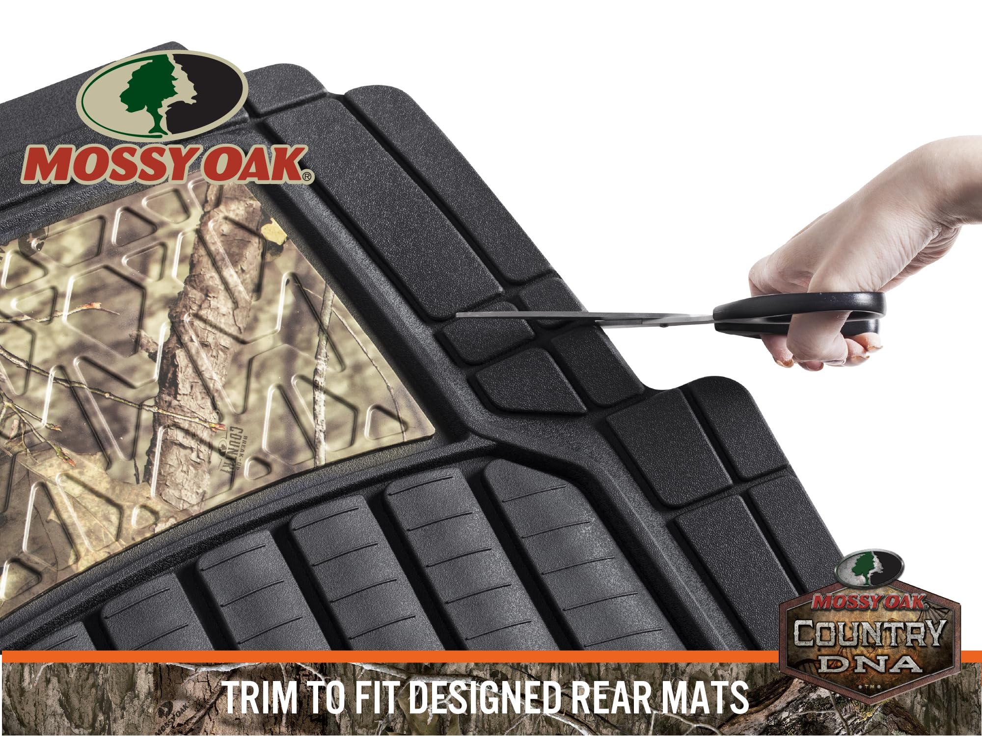 Mossy Oak Camo Trimmable All-Weather Floor Mats - Custom Fit for Cars, SUVs, Vans & Trucks - 4-Piece Set (Official Licensed Product) - Perfect for Off-Roading, Hunting & Outdoor Adventures