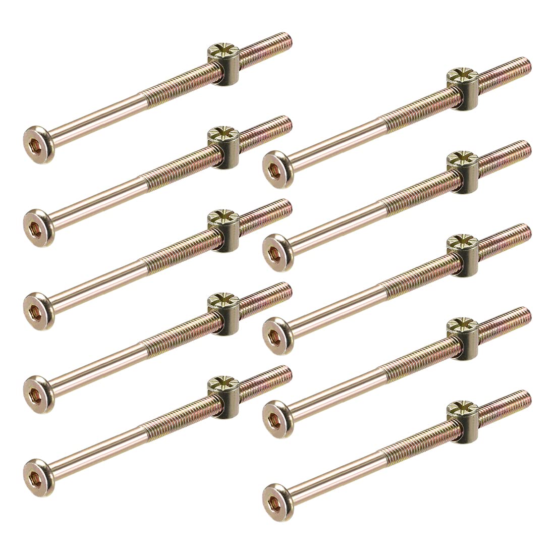 M6 x 100mm Half Thread Furniture Bolts Set - Hex Socket Screw with Barrel Nuts - 20 Sets for DIY Furniture Assembly