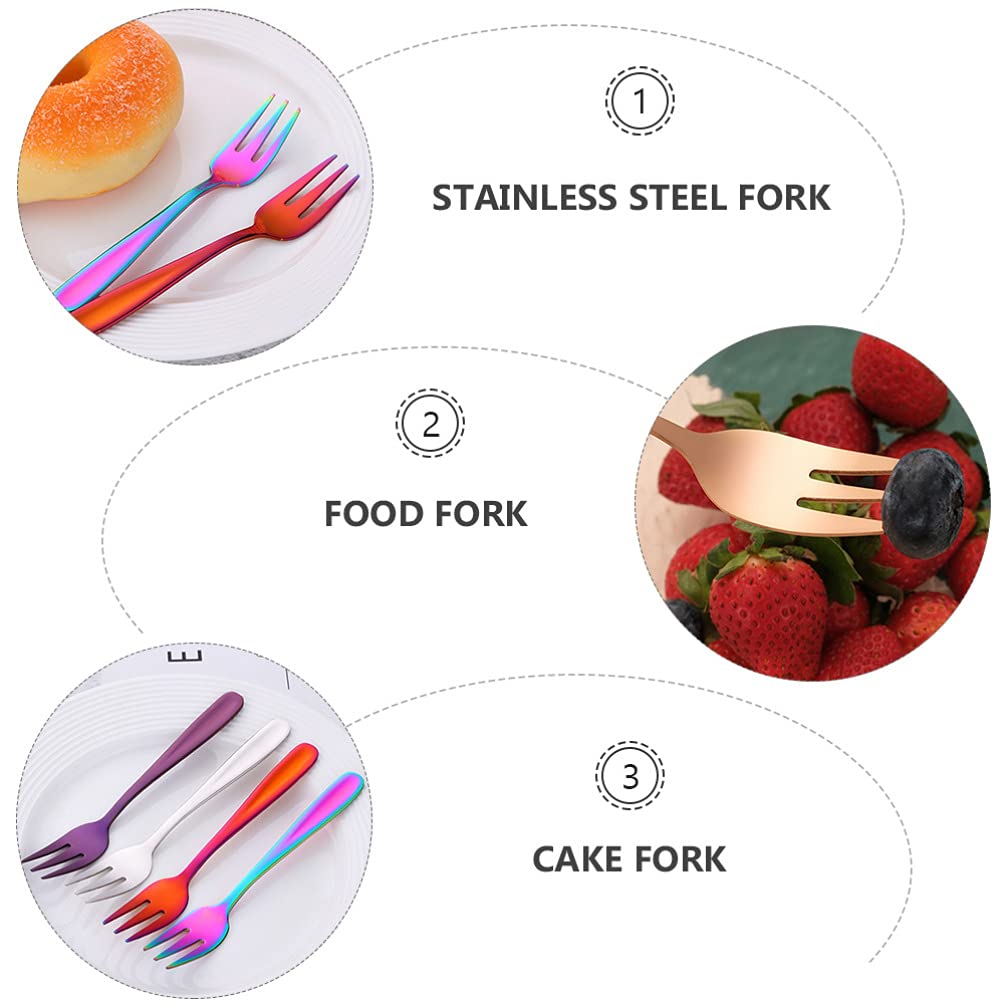 8-Piece Stainless Steel Fruit Forks Set - Metal Kitchen Forks, Salad Dessert Forks, Mini Cake Forks - Durable Flatware for Parties, Picnics, BBQs & Home Dining