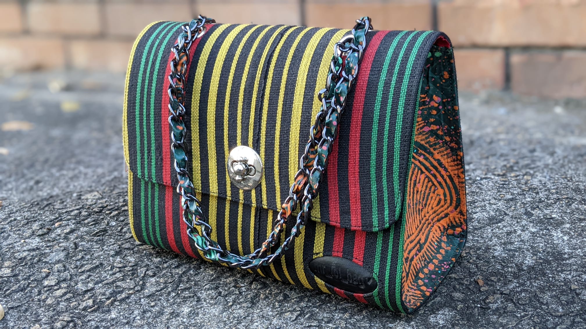 Handmade Striped Adetayo African Handwoven Aso Oke Handbag - DPAHB345 - Perfect for Weddings, Parties & Cultural Events