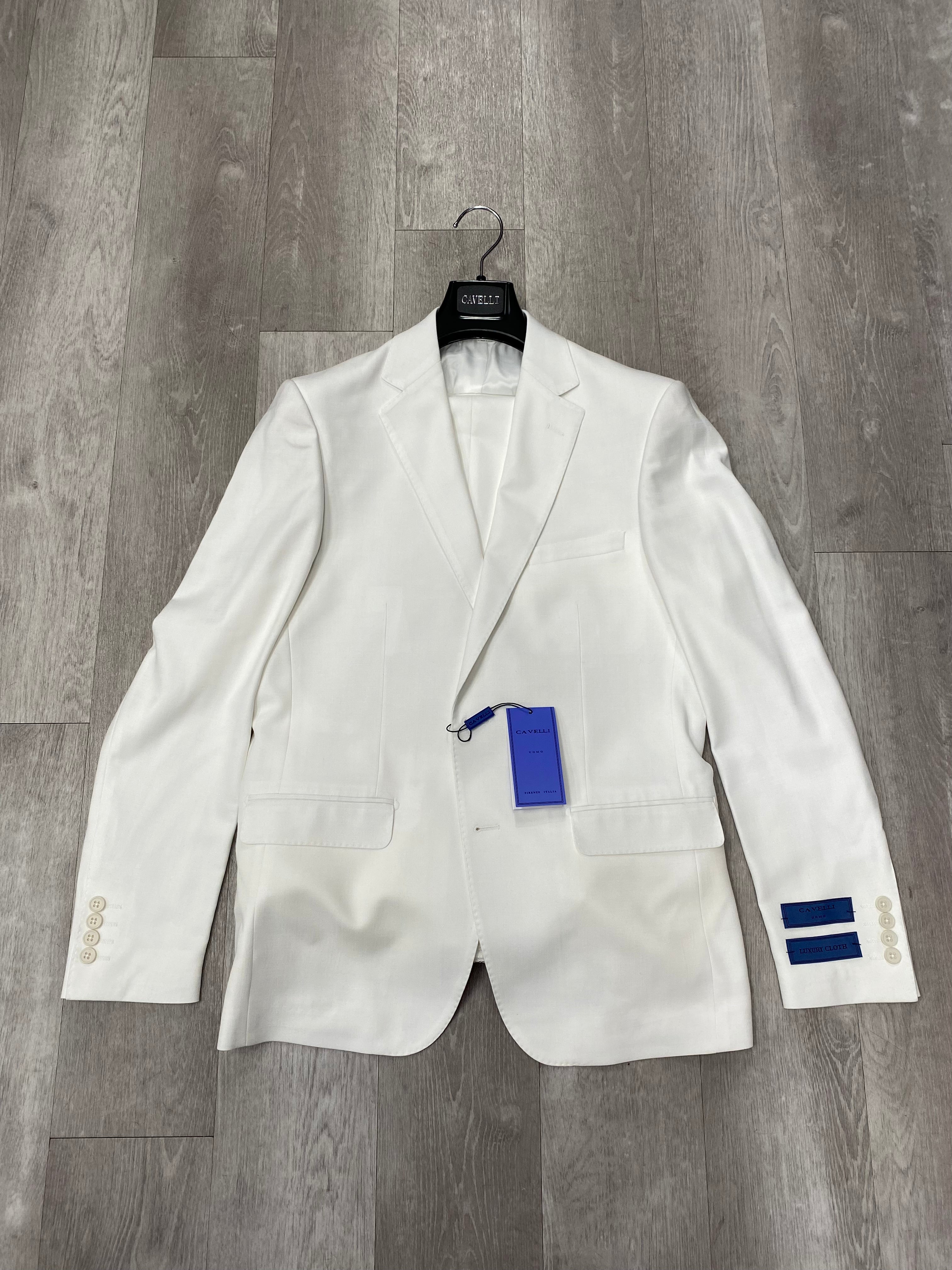 Cavelli Uomo Porto Slim Fit Suit for Men - Classic White Business Suit | 1986/22 Collection | Wedding, Office & Formal Events Attire