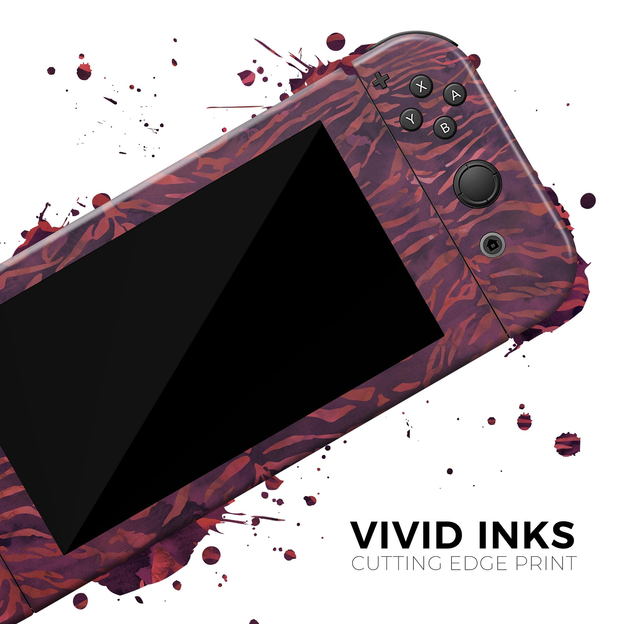 Nintendo Switch & Joy-Con Protective Vinyl Skin Decal Cover - Scratch-Resistant, Removable Wine Watercolor Tiger Design - Perfect for Gaming Protection & Customization