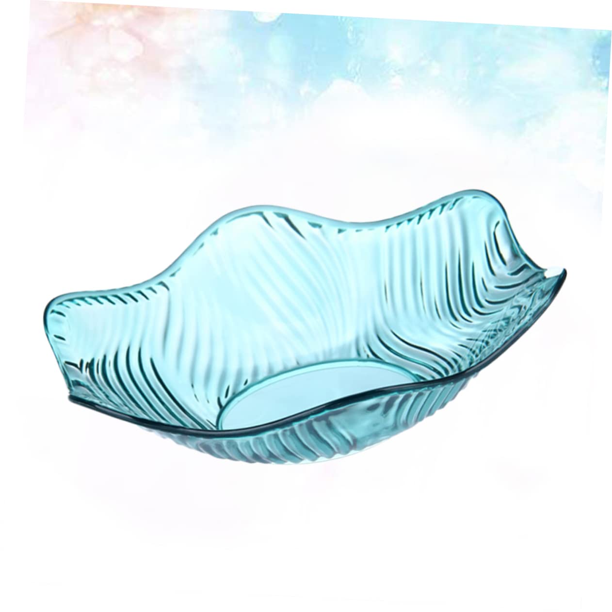 Wave-Shaped Glossy Plastic Serving Tray - Multi-Purpose Fruit Plate, Snack Bowl & Candy Holder for Parties, Kitchen & Home Decor (Cyan) - Perfect for Entertaining, Picnics & Stylish Food Presentation