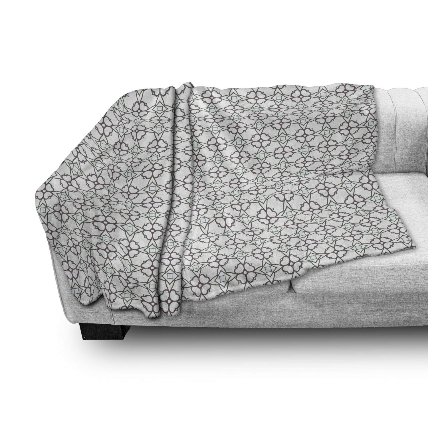Ambesonne Abstract Throw Blanket - Flannel Fleece Accent Blanket with Autumn Flowers Design, 50
