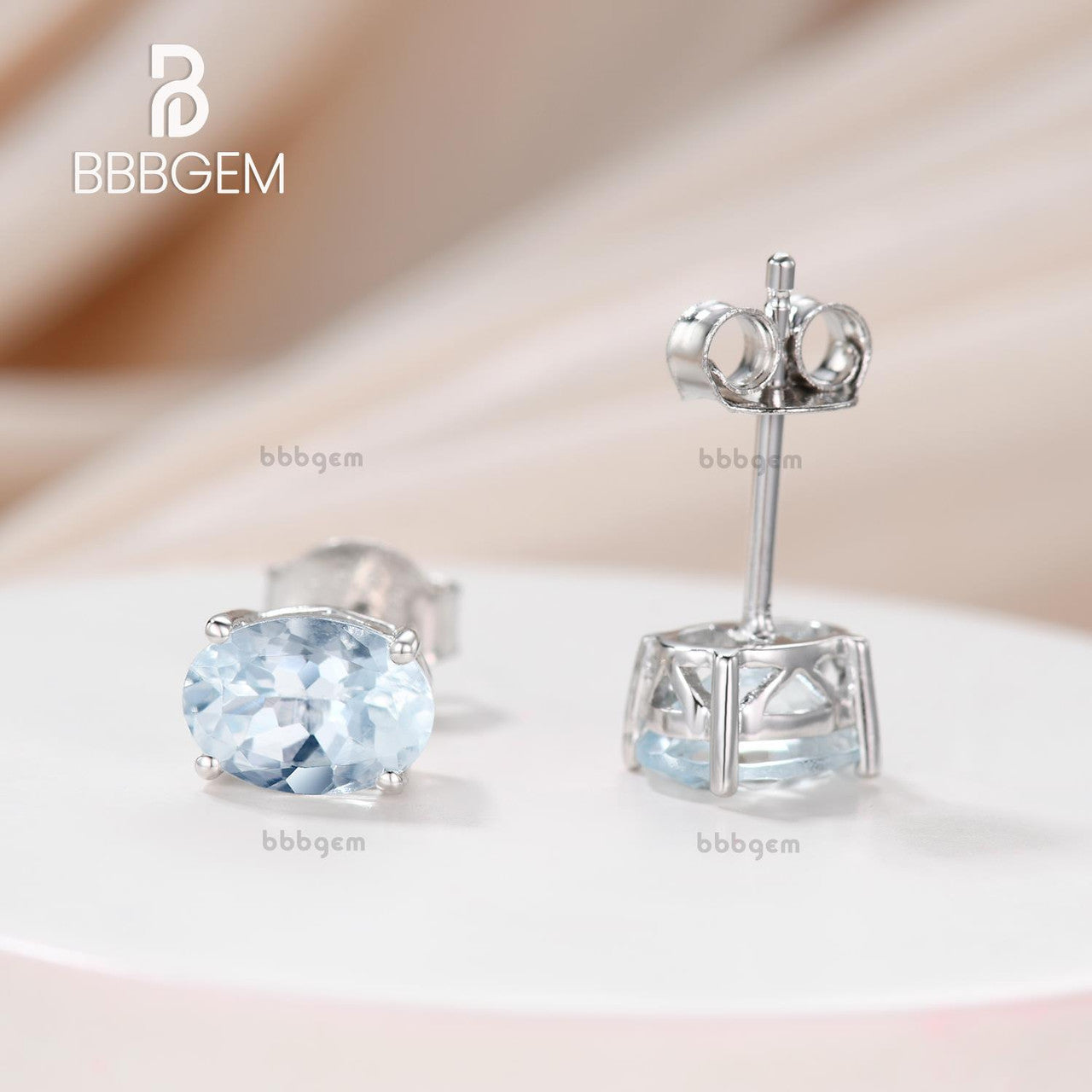 1.30 Carat Oval Cut Aquamarine Stud Earrings in Sterling Silver - March Birthstone Jewelry for Women - Perfect for Weddings, Anniversaries & Everyday Wear