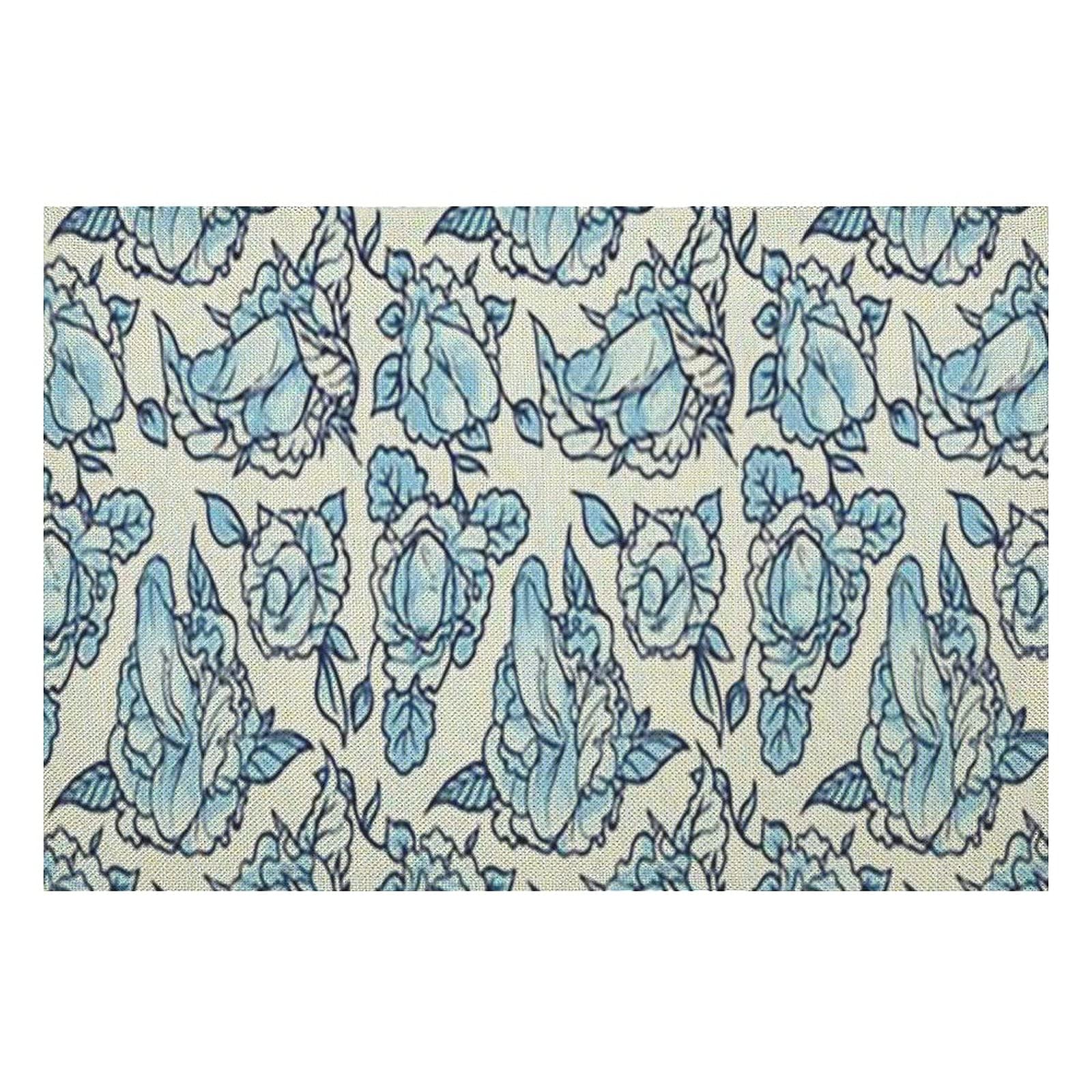 100% Natural Cotton Linen Placemats Set of 2 - Floral Print Washable & Heat Resistant Table Mats for Dining & Kitchen Decor | Eco-Friendly Home Table Setting Accessories