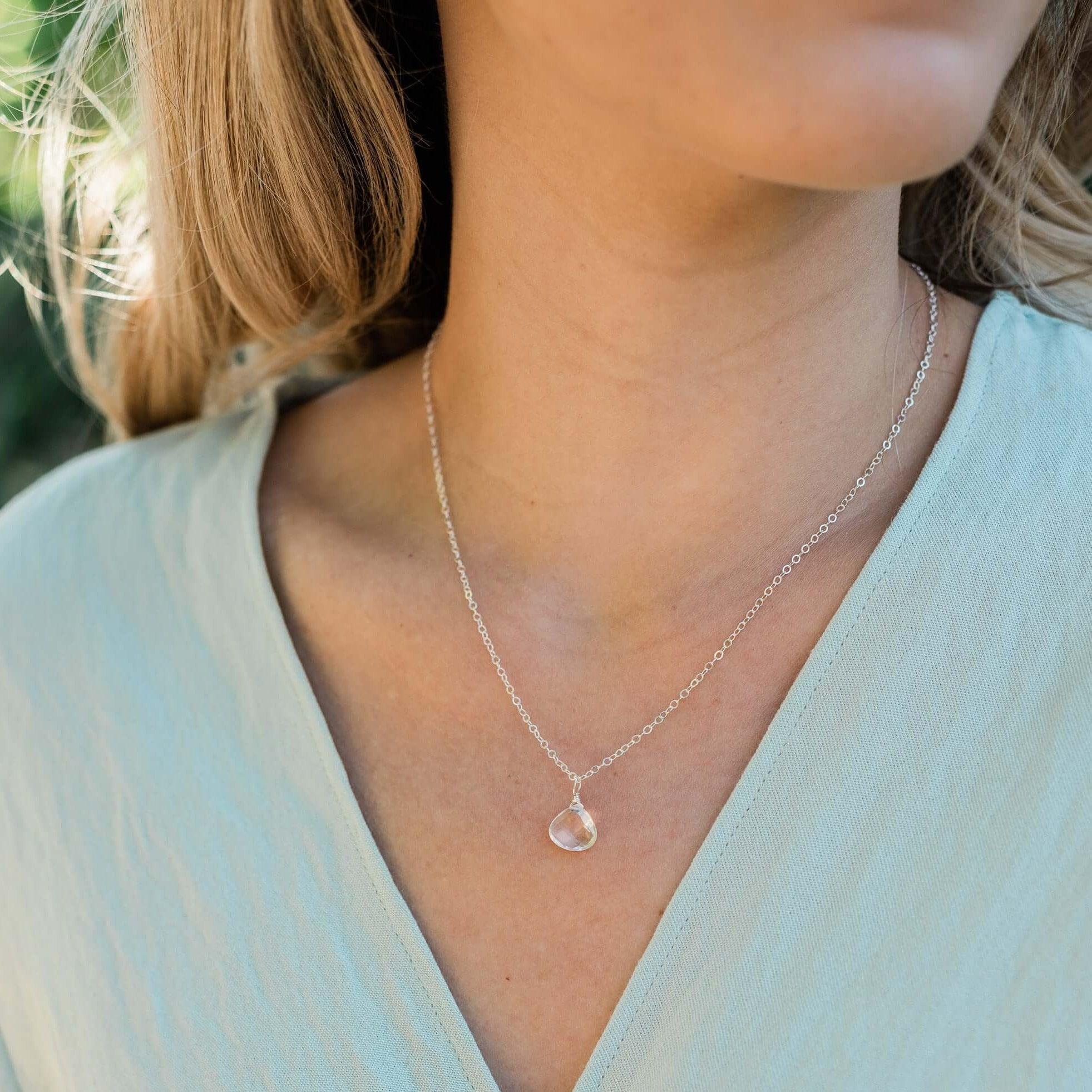 Elegant Tiny Crystal Quartz Teardrop Pendant Necklace - Dainty Healing Stone Jewelry for Women, Perfect for Everyday Wear, Gifts & Spiritual Healing
