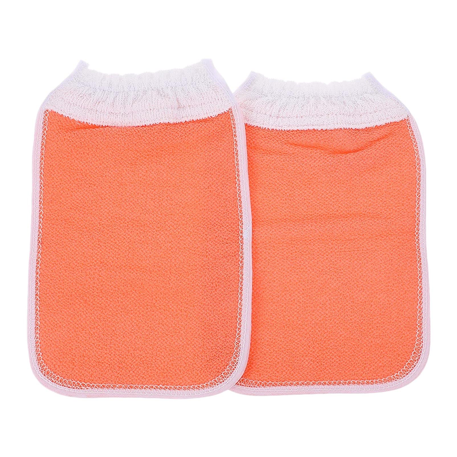 Healifty 2-Pack Turkish Cotton Exfoliating Bath Mittens - Unisex Body Scrub Gloves for Shower & Spa | Soft & Absorbent Orange Towel Mitts for Deep Cleansing, Dead Skin Removal & Relaxing Massage | Perfect for Home Spa, Bathing, Exfoliation & Self-Care Routines