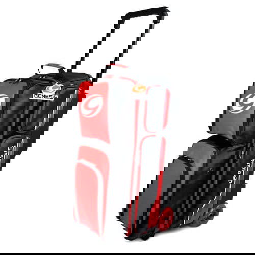 Genesis Carbon 3 Ball Roller Golf Bag - Red & Black Stand Bag with Dual Straps | Perfect for Golfers, Driving Range Practice & Tournament Play