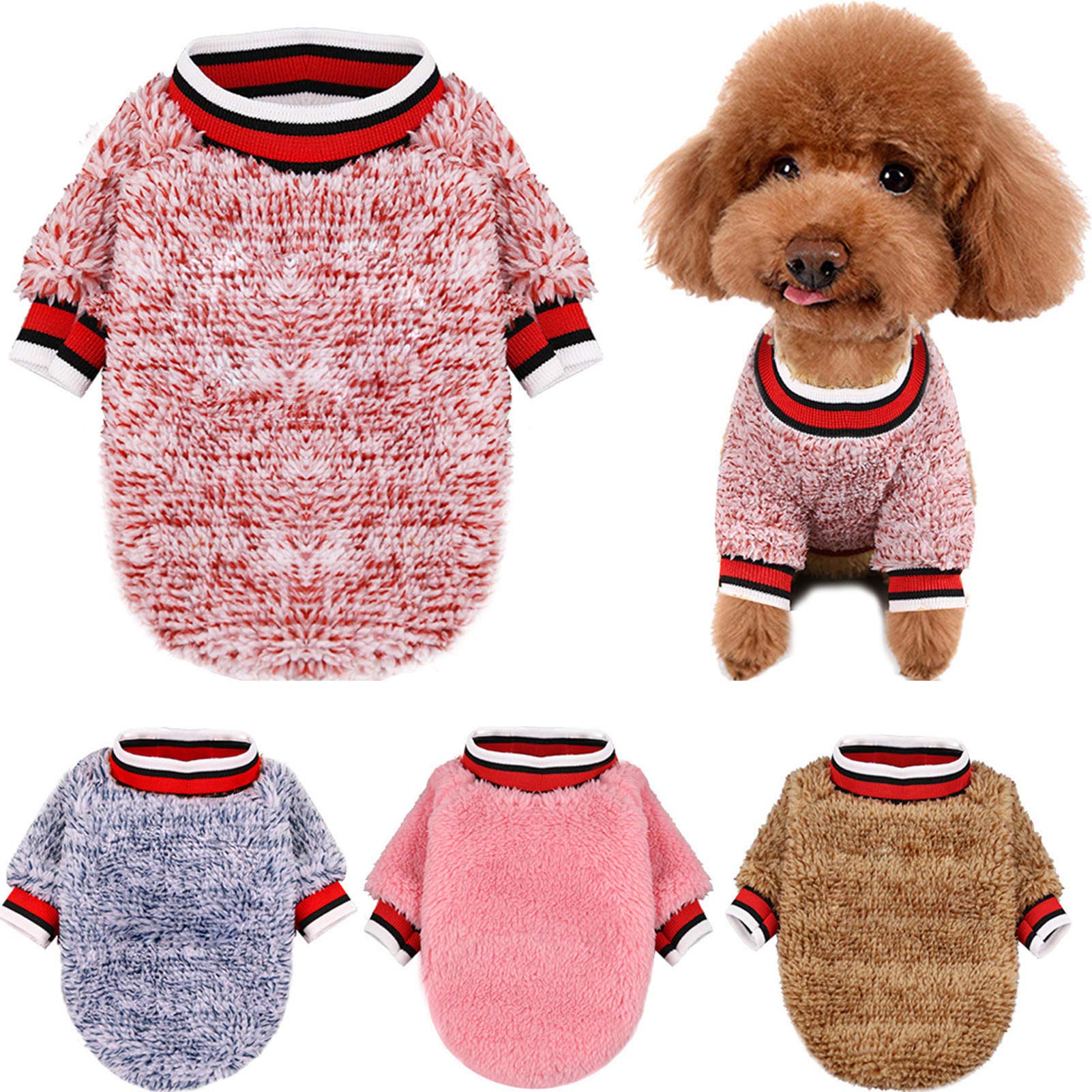 SONGBIRDTH Dog Sweater for Small Medium Large & 2XL Dogs - Soft Faux Fleece Winter Vest with Stripe Design, Warm Puppy Clothing for Autumn & Cold Weather - Perfect for Outdoor Walks, Indoor Lounging & Holiday Photos