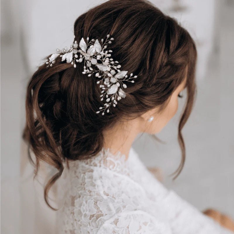 Elegant Silver Bridal Hair Comb with Opals and Pearls - Handcrafted Wedding Hair Accessory for Brides, Prom, and Special Occasions