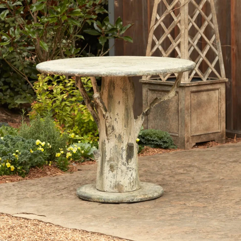 Rustic Faux Bois Tree Trunk Side Table - Handcrafted Wooden Coffee Table for Living Room, Patio & Garden Decor - Unique Nature-Inspired Home Accent Furniture