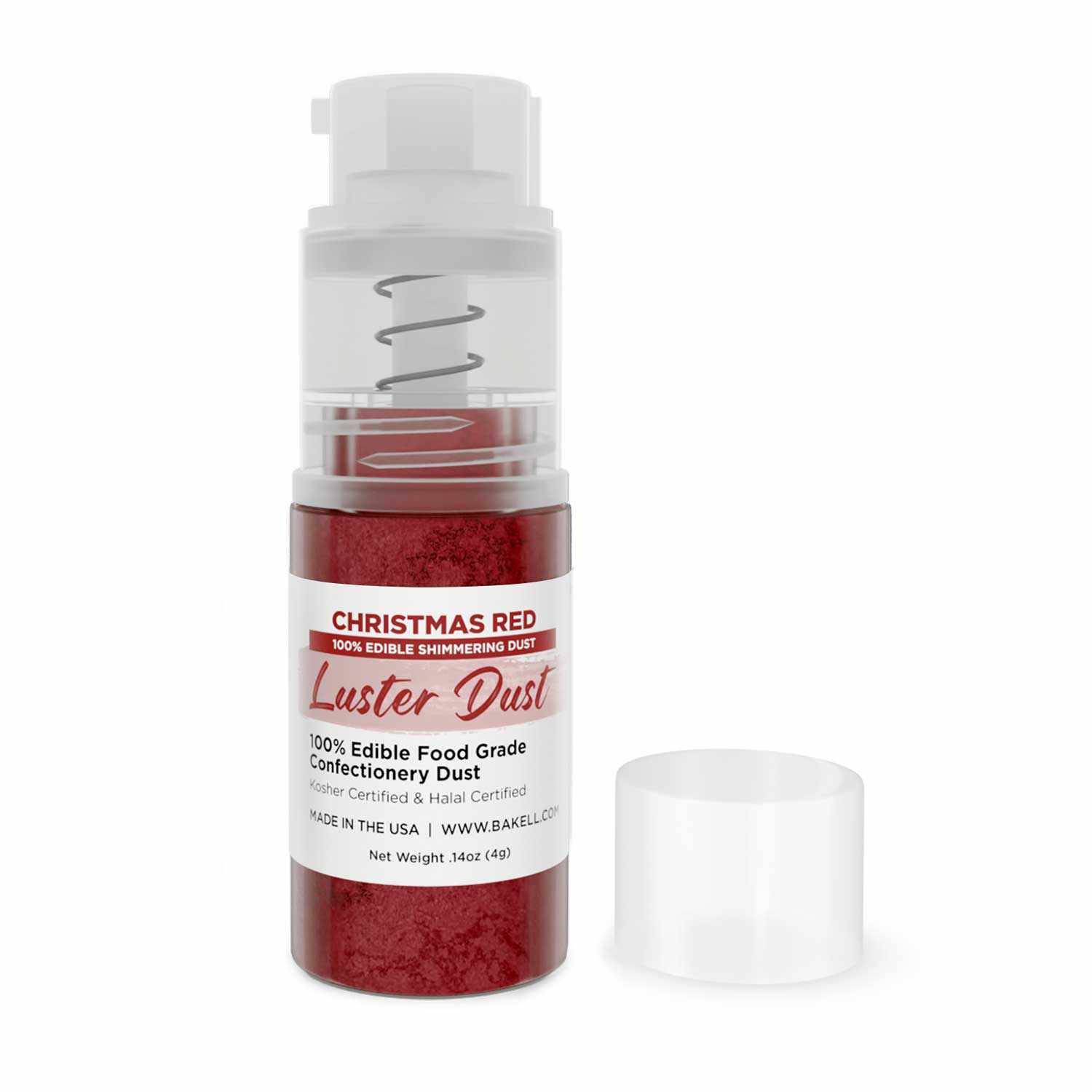 Christmas Red Luster Dust 4g Mini Pump - Edible Cake Decorating Powder for Cookies, Cupcakes & Fondant - Perfect for Holiday Baking & DIY Desserts