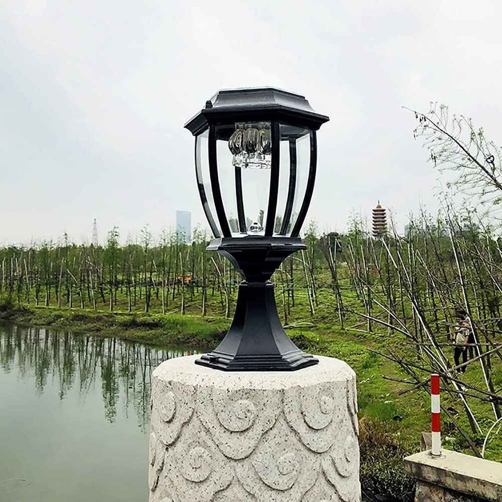Solar LED Deck Post Lights Outdoor - Waterproof IP55 Modern Post Cap Lantern for Garden, Patio, Fence, Villa & Gate Pillars (Black) - Perfect for Pathway Lighting, Landscape Accents & Nighttime Safety