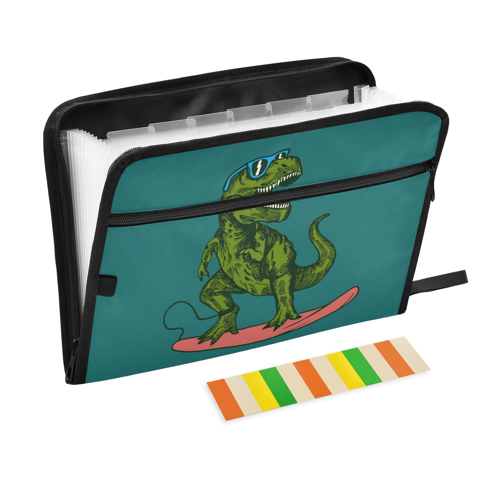 Husky Cute Dinosaur T-Rex Roar Expanding File Organizer - 13 Pocket Accordion Folder for School, Office & Home Document Storage | Durable Document Organizer for Papers, Receipts & Bills