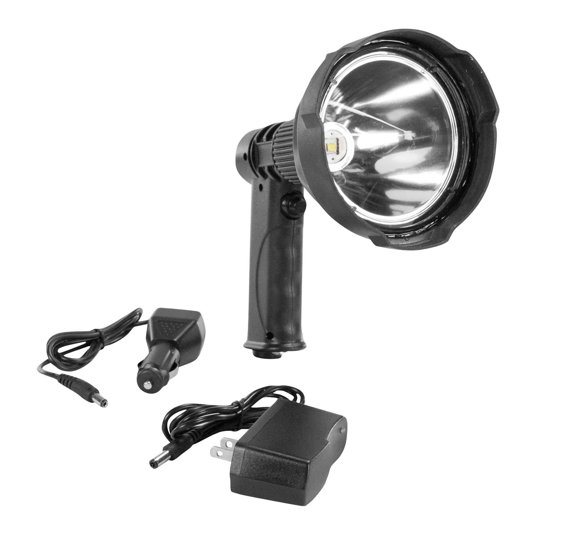 6 Million Candlepower Rechargeable LED Hunting Spotlight - 25W Pistol Grip Flashlight with Li-Ion Battery - Perfect for Night Hunting, Camping, Emergency & Outdoor Adventures