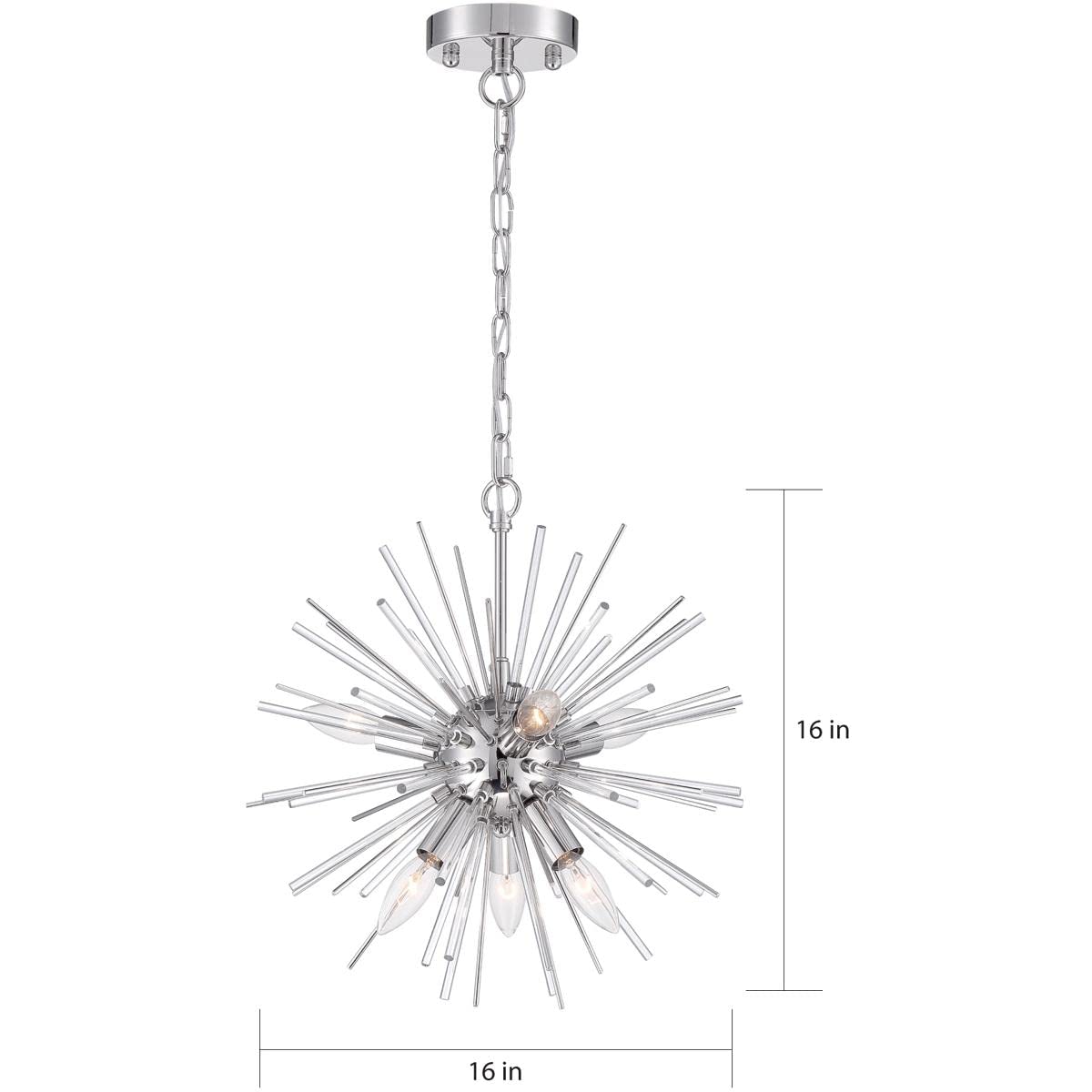 Nuvo 60/6991 Cirrus 6-Light Chandelier in Polished Nickel with Glass Rods - Elegant Dining Room & Entryway Lighting Fixture
