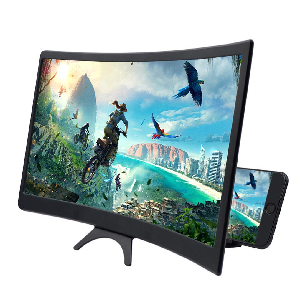 WINECO 12 Inch Smartphone Screen Magnifier - 3D HD Projector for Movies, Videos & Gaming - Foldable Phone Stand with Screen Amplifier - Compatible with iPhone, Samsung & All Smartphones - Perfect for Home Entertainment & Travel