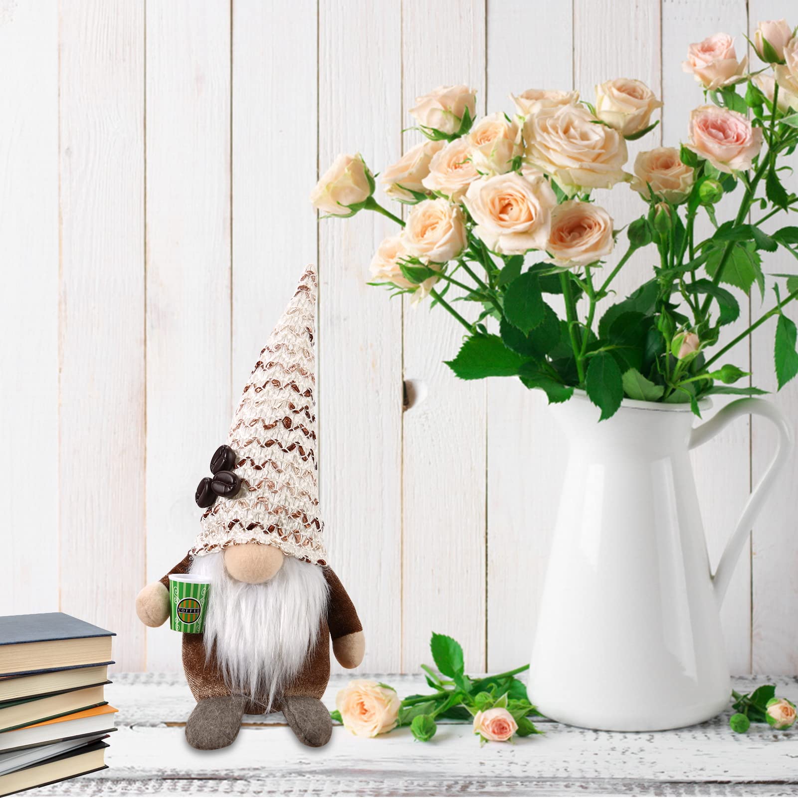 3D Coffee Gnomes Decor - Handmade Collectible Figurines for Coffee Station, Tiered Tray & Farmhouse Kitchen Decor - Perfect for Home, Living Room & Gift Giving