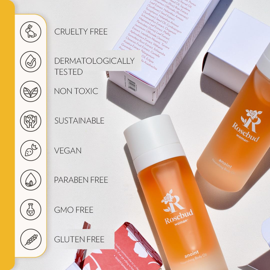 Rosebud Woman Anoint Nourishing Body Oil - Hydrating & Moisturizing Organic Skincare for Dry Skin - Perfect for Massage, Aromatherapy & Self-Care Rituals