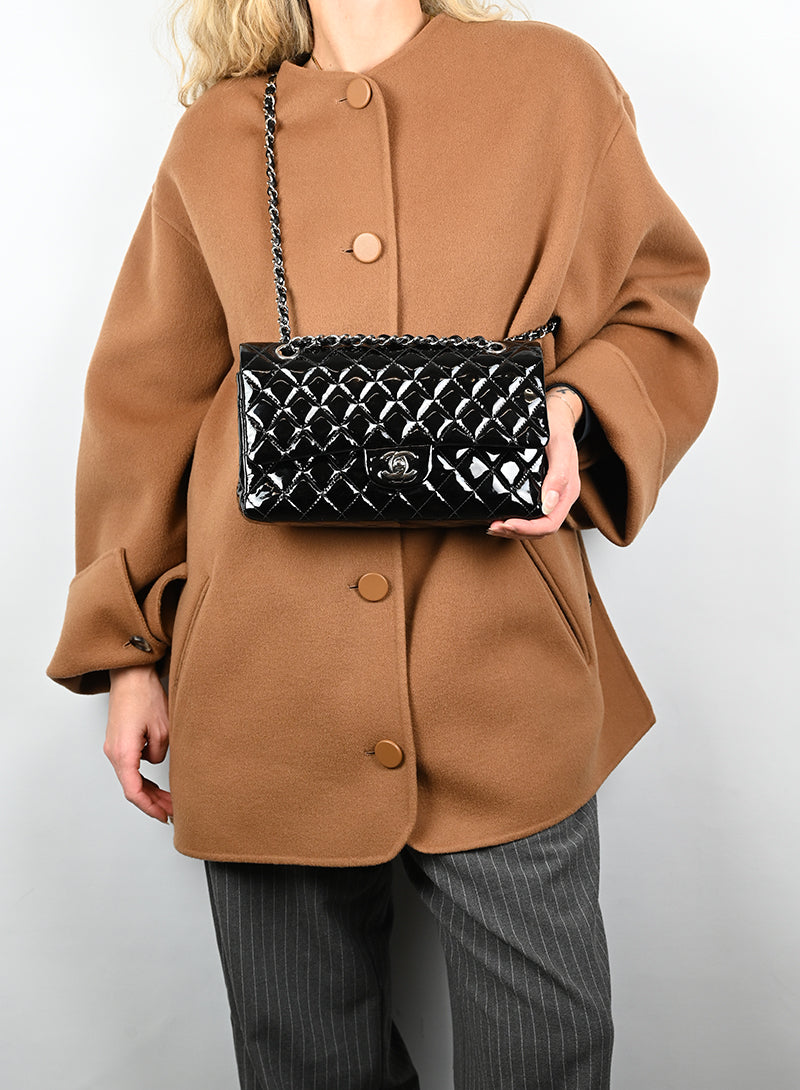 Chanel 2.55 Black Vernis Leather Handbag - Luxury Quilted Shoulder Bag for Women | Perfect for Evening Parties & Formal Events