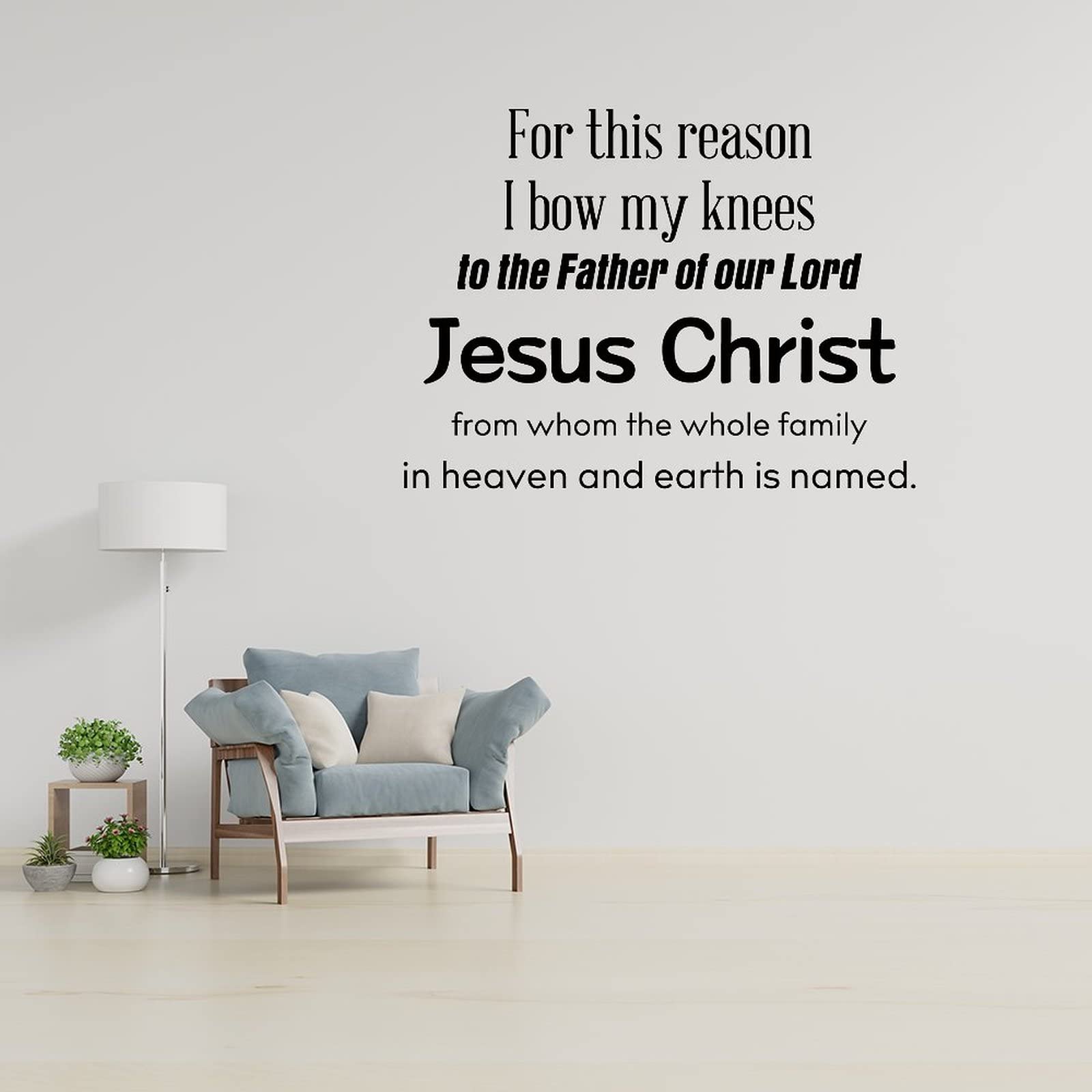 24 Inch Funny Christian Wall Decal - 'I Bow My Knees to The Father of Our Lord Jesus Christ' Vinyl Mural Sticker for Girls Bedroom, Easter Gift & Home Decor (Perfect for Kids Room, Sunday School, Church Nursery)