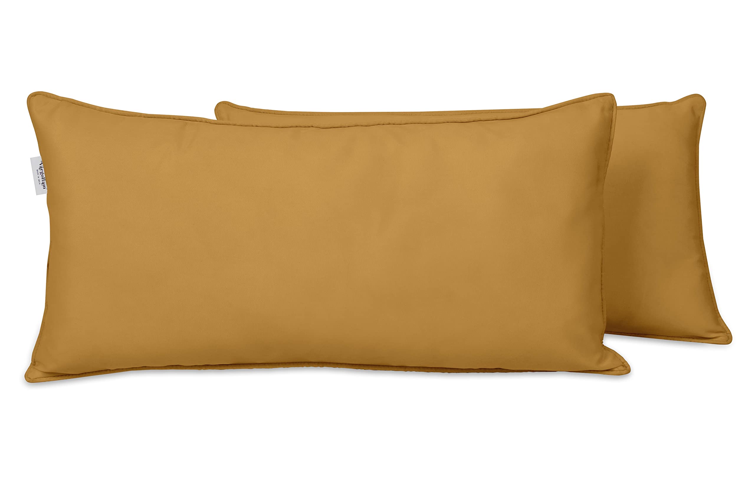 Waterproof Polyester Lumbar Pillow Covers 12x18 Inches, Set of 2 - All-Weather Indoor/Outdoor Beige Cushion Cases for Sofa, Patio Furniture & Deck Chairs (Perfect for Living Room, Porch and Garden Decor)