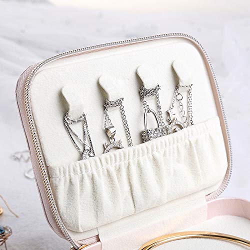 Portable Jewelry Organizer Box - Travel Jewelry Storage Case with Multiple Compartments for Earrings, Necklaces & Rings - Perfect for Vacation, Business Trips & Daily Use (Pink)