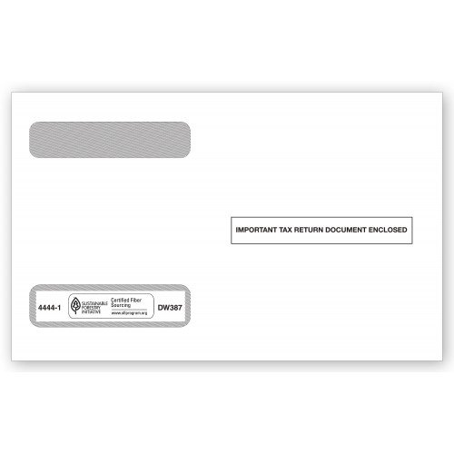 4-Up Horizontal Laser Window Envelopes with 2 Double Windows - Perfect for Mailing Checks, Invoices & Business Documents (100 Pack)
