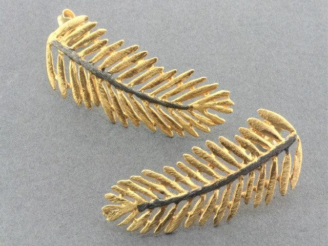 22Kt Gold & Oxidized Silver Cleopatra Fern Stud Earrings - Elegant Boho Jewelry for Women, Perfect for Parties, Weddings & Everyday Wear