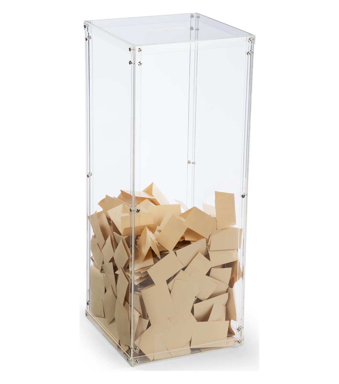 FixtureDisplays® Clear Plexiglass Acrylic Transparent Donation Box for Churches & Charities - Fundraising Stand Display with Lock, Tithing Collection Box 13192 - Perfect for Events, Retail Stores & Places of Worship