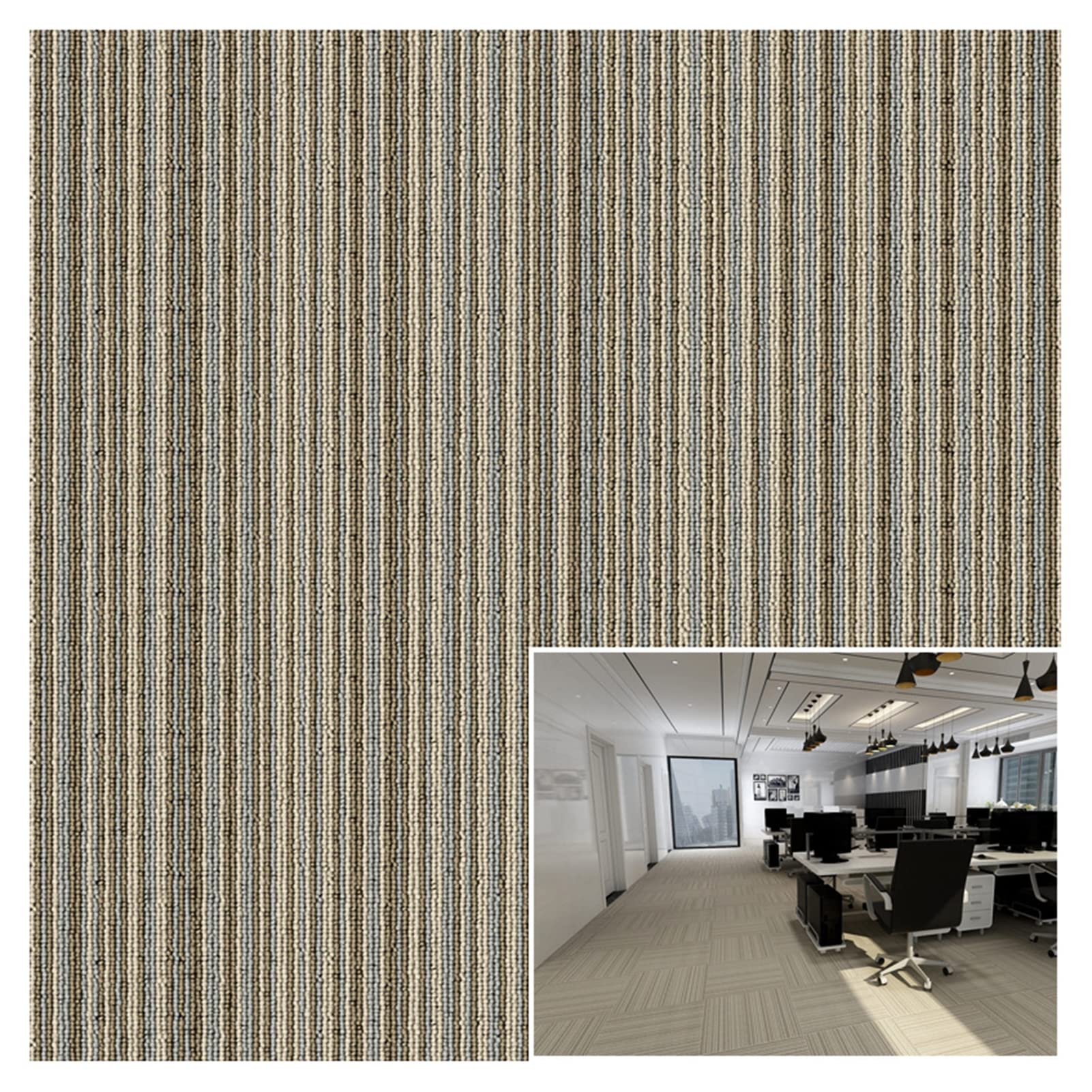 12-Piece Splicing Carpet Tiles Set - 20x20 Inch Light Coffee Floor Mats for Living Room, Bedroom, Stairs & Corners - Non-Slip DIY Home Decor Carpet Squares for Easy Installation & Versatile Use