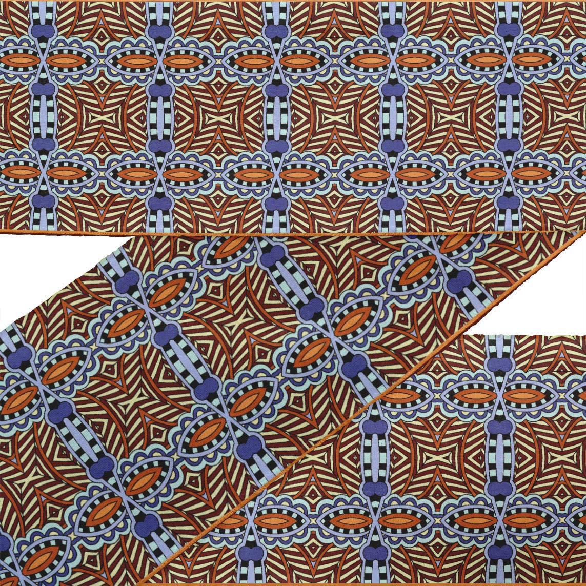 Red Stripe & Paisley Ethnic Printed Velvet Trim Fabric - 2 Inch x 9 Yard Sewing Border Ribbon for DIY Crafts, Costumes & Home Decor
