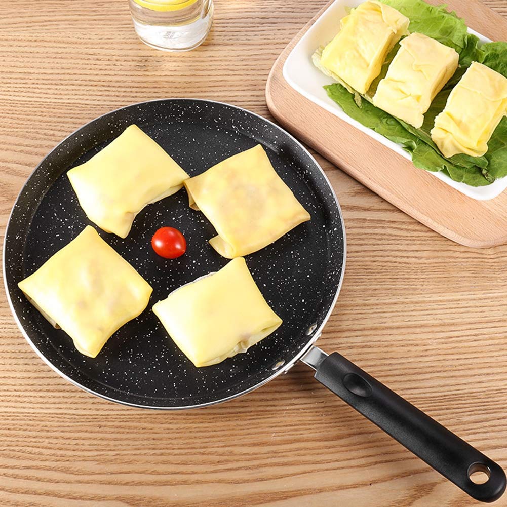Non-Stick Pancake Pan with Marble Coating - 24cm Induction Compatible Crepe, Chapati & Roti Pan - Perfect for Breakfast, Steak & Pizza - Ideal for Home Cooking & Camping