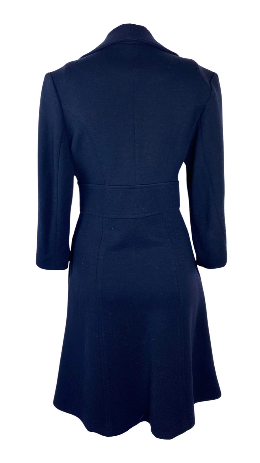 Stylish Navy Blue Wool Coat for Women - UK 8 / US 4 - Perfect for Office Wear & Winter Fashion